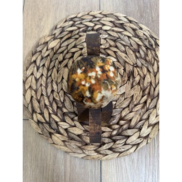 Vintage Wooden Turtle Floral Velvet Pin Cushion MCM 70's Kitschy Handmade Retro - Picture 10 of 11